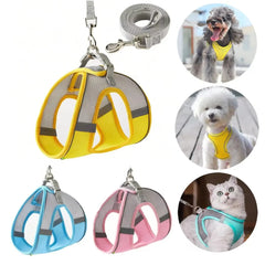 Cat Dog Harness Leash Set for Small Dogs Adjustable Reflective Harness Vest French Bulldog Chihuahua Pug Walking Lead Leash