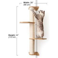 Cat Scratching Post –3-Tier Cat Wall Scratcher w/Cat Shelves -Bamboo and Sisal Cat Scratcher Post – Durable Cat Scratching Posts