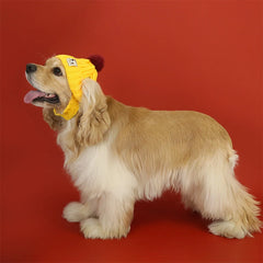 Knitted Dog Hat with Pom Pom Ear Exposed Winter Windproof Pet Cap Warm Knit Puppy Clothing for Small Dogs Christmas Photo Props