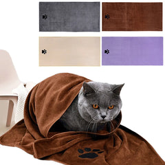 1pcs Microfiber Pet Bath Towel Embroidered Super Soft Absorbent Cleaning Towel for Dogs Cat Bathrobe Grooming Supplies