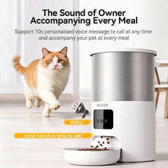 ROJECO 4.5L Stainless Steel Automatic Cat Feeder WiFi App Remote Control Voice Recording Smart Dog Food Dispenser Pet Supplies