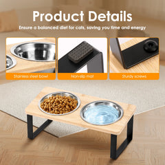 Stainless Steel Elevated Cat Bowl Stand Set Easy Cleaning Non Slip Cat Food Bowl Kit for Dry Wet Food Water for Pet Small Dogs