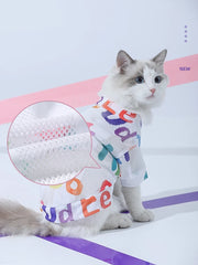 HOOPET Summer Male Cat Kitten Summer Vest Cat Cat Pet Anti-hair Loss Cat Cat Clothes Thin Puppet kitten Blue Cat