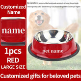 Engraved Custom Name Stainless Steel Pet Bowl Anti-Tip Non-Slip Base for Dog Cat All Breeds Perfect Memorial Personalized Gifts