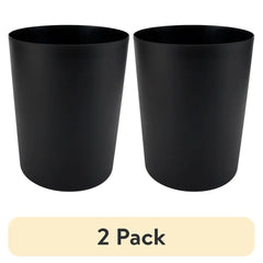 2 Pack 5 Gallon Black Plastic Wastebasket Indoor Trash Can Durable Easy Clean Ideal Office Home