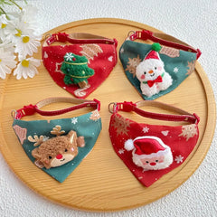 Adjustable Christmas Scarf For Dog Cat Saliva Towel Fashionable Neck Scarf Ring Triangle Bib Neckerchief Pet Supplies