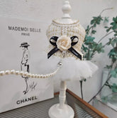 Classic Design Camellia Pet Poncho Dress Cozy Small Dogs Cats Coat Dress Leash Suit WInter