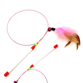 2PCS Feather Cat Teasing Rod Bell Bird Cat Toy Elastic Wire Stick Flexible Interactive Pet Supplies