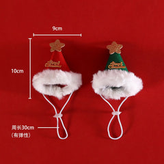 Pet Cat Dog Printed Triangle Scarf Christmas Bib Pet Triangle Scarf Hat Set Three-dimensional Five Pointed Star Hat Set New Year