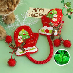 Cat Catnip Toy Christmas Glove Bite-resistant Teeth Cleaning Kitten Toy Interactive Plush Chew Cat Toy Supplies