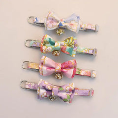 Lattice Bow Pet Cat Collar With Bell Adjustable Pet Collar Bownot Safety Necklace for Puppy Kitten Cat Cute Pattern Pet Supplies