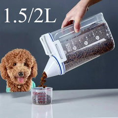 1.5L/2L Large Pet Food Storage Bin - Sealed Dry Food Dispenser for Dog Cat Kibble, Kitchen Pantry Organization
