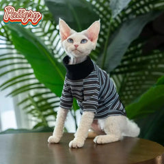 Cat high-neck T-shirt clothes, handsome and fashionable Devon cat hairless cat is the first choice, summer pet clothes, anti-she