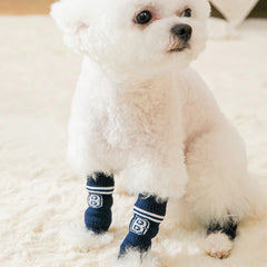 4Pcs/set Puppy Booties Warm Knee Pad Dog Socks Dog Elbow Protector Dog Leg Cover Anti Urine Warm Knee Pad Knitted Pet Leg Warmer