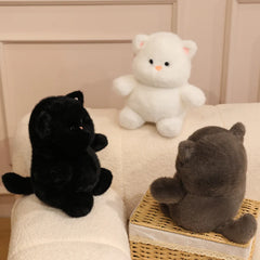 28cm Cute Cats Soft Stuffed Plush Toys Black White Grey Lovely Kitten Plushies Doll Gifts For Girls Home Desktop Ornament