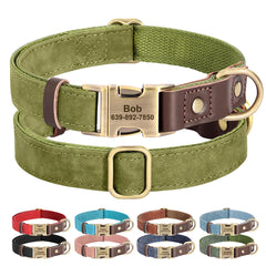 Free Custom PU Leather Dog Collar Engraved Dog Collars Adjustable Pet Buckle ID Necklace Durable for Small Medium Large Dogs Pug