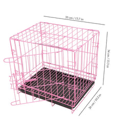 Foldable Pink Dog Crate Metal Wire Cage Portable Pet Cage for Small Dogs Cats Rabbits Indoor Outdoor Kennel Small Dog Crate