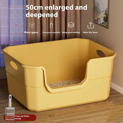 Open-Top Cat Potty Cat Garbage Sand Odor-Resistant Bin Large Capacity Large Size Semi Enclosed Anti-Spla Cat Toilet Pet Supplies