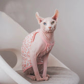 Cotton Cartoon Vest for Sphynx Cat in Summer Fashion T-shirt for Kittens Breathable Halter Tops for Cat Pajamas for Devon Rex