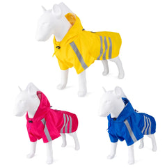 Waterproof Pet Dog Raincoat with Reflective Strips Outdoor Walking Windproof Hooded Cape for Dogs
