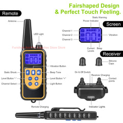 Electric Dog Training Collar Waterproof Dog Bark Collar Pet With Remote Control Rechargeable Anti Barking Device All Size Dogs