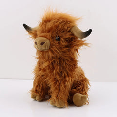 CYISONAL Highland Cow Stuffed Animals Plush Toy Fluffy Bull Animal Doll Soft Gift for Kids Boys Girls, 10 Inches Tall