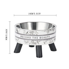 One piece cartoon pet neck protection stainless steel bowl No black mouth cat high neck bowl retro high foot bowl feeding water