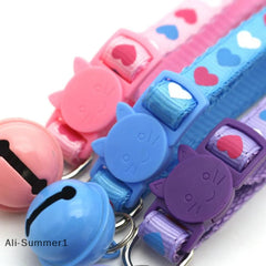 【E】Adjustable Cartoon Color Cat Buckle Lollipop Bell Cat Collar 1.0 Cat Head Safety Buckle Collar Pet Dog Collar Pet Supplies