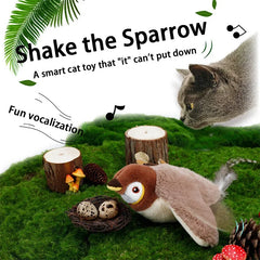 Catnip Electric Pat Bird (with Catnip) Hot Cat Interactive Toys Dog Cats Touch-Activated Squeaky Plush Toy Pet USB Rechargeable