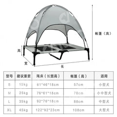Outdoor Medium and Large Dog Bed High Load-bearing Roof Elevated Dog Bed Tent Summer Shade Pet Marching Beds Pet Gift