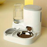 2 In1 Automatic Pet Water Fountain Pet Food Dispenser Set with Stainless Steel Bowls Self-Feeding/Watering for Indoor Cats