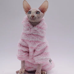 MinkFleece Pet cardigan Autumn winter thick jacket for cat Sphinx Clothing hairless cat clothes Devon warm dresses for cats
