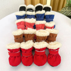 4Pcs Winter Waterproof Warm Pet Dog Shoes Non-slip for Small Breeds Dogs Puppy Outdoor Walking Pet Accessories Dog Socks Bootie