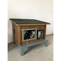 Solid Wood Pet Nest Indoor Outdoor Nest Household Cat Cage Cat House Stray Rain Protection Sun Protection Cat Villa