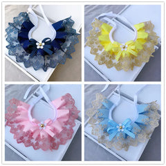 Luxury Embroidery Lace Bibs Necklace for Puppy,Dog Bandana Collar,Ribbon Bow Scarf for Small Dogs, Pet Accessories, Pet Supplier