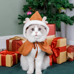 Christmas Cat Outfit Pet Cloak with Pompoms Puppy Cape Cute Cat Costume Pet Christmas Cloak for Xmas Party