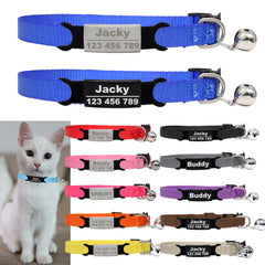 Personalized ID Tag Cat Collar Bell Engraving Safety Breakaway Small Dog Nylon Adjustable for Puppy Kittens Necklace
