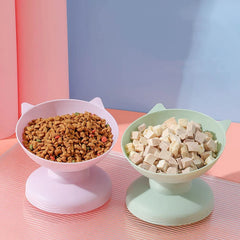 New sales of high foot bowl kitten neck guard firmly prevent upset plastic bowl candy color cat food for dog food bowl