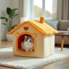 Foldable Pet House Removable Washable Cat House Puppy Cave Sofa Pet Supplies Suitable for Small and Medium Cats and Dogs