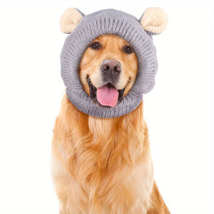 Quiet Dog Ears, Noise Protection Knitted Dog Hat, Warm Winter Cap for Dogs and Cats, Suitable for Medium to Large Pets, Orange