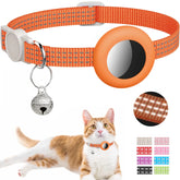 AirTag Cat Collar, Reflective Air Tag Kitten Collar with Bell and Airtags Holder Breakaway Safety Buckle for Girl Boy Cats