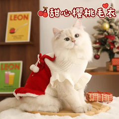 Christmas Cat Clothes Pet Winter Kitten Keep Warm Soft Knit New Year Sweater Dresses