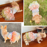 Pink Butterfly Lolita Dress for Small Dogs Pet Princess Lace Skirt with Wings Cat Puppy Kitten Dresses Wedding Party Outfit
