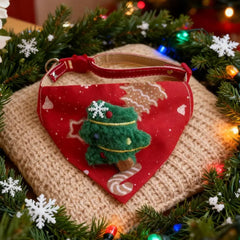 Adjustable Christmas Scarf For Dog Cat Saliva Towel Fashionable Neck Scarf Ring Triangle Bib Neckerchief Pet Supplies