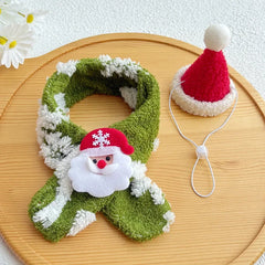 Pet Christmas Scarf Hat Set Thick Winter Warm Neckerchief Red Xmas Hat Dog Cat New Year Hat Scarf Set Pets Dress Up Costumes
