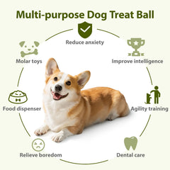 Dog Treat Rugby Ball for Medium/Large Dogs–Treat Dispensing,Teeth Cleaning&Anxiety Relief, Non-Toxic TPR for Aggressive Chewers