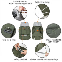 S-3XL Dog Clothes Safety Reflective Dog Outfit Waterproof Soft Padded Pet Coat for Small Medium Large Dogs Winter Warm Jacket
