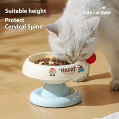 Raised Cat Food Bowl Stainless Steel - Non-Slip Tilt-Proof Pet Dish with Vibrant Colors Prevents Chin Acne Neck Care