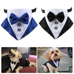 Adjustable Pet Neck Tie Neckerchief Dog Tuxedo Wedding Bandana Collar with Bow Tie Animal Costume