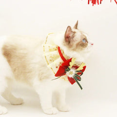 Adjustable Christmas Star Pattern Cat Collar Pet Dog Lace Bib Bandana for Cats and Small middle large Dogs